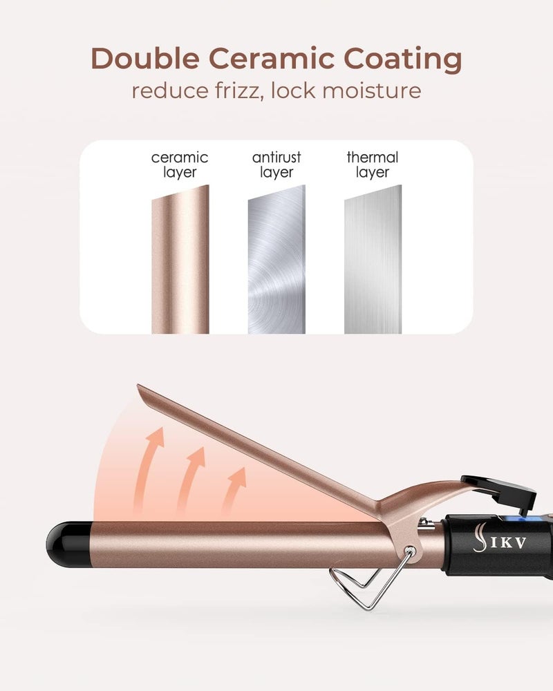 IKV 1 Inch Extra Long Barrel Curling Iron, Ceramic Tourmaline Curling Wand Professional Dual Voltage - Image 4